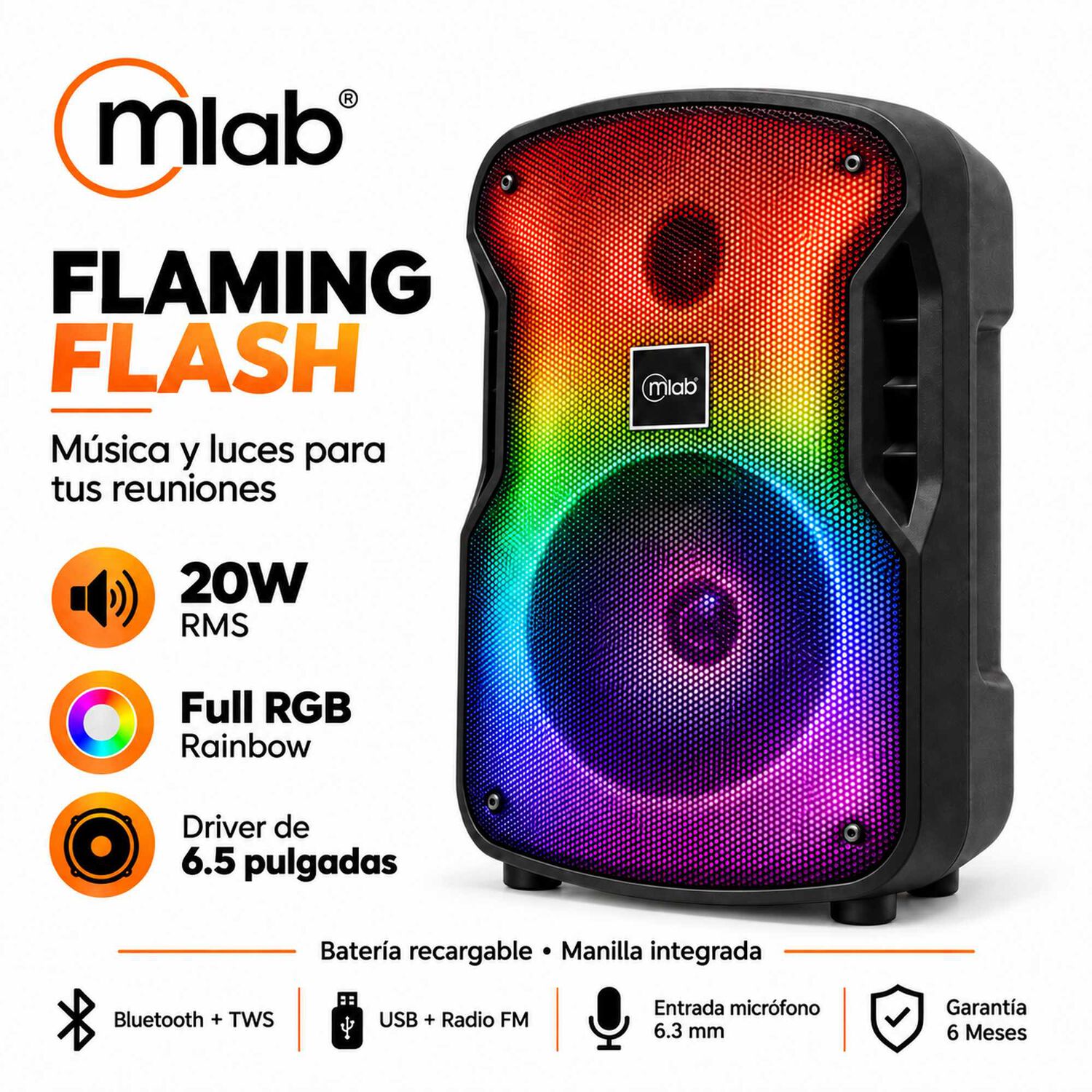 Parlante Microlab Flaming Flash Rgb Bluetooth 20w Rms image number 6.0