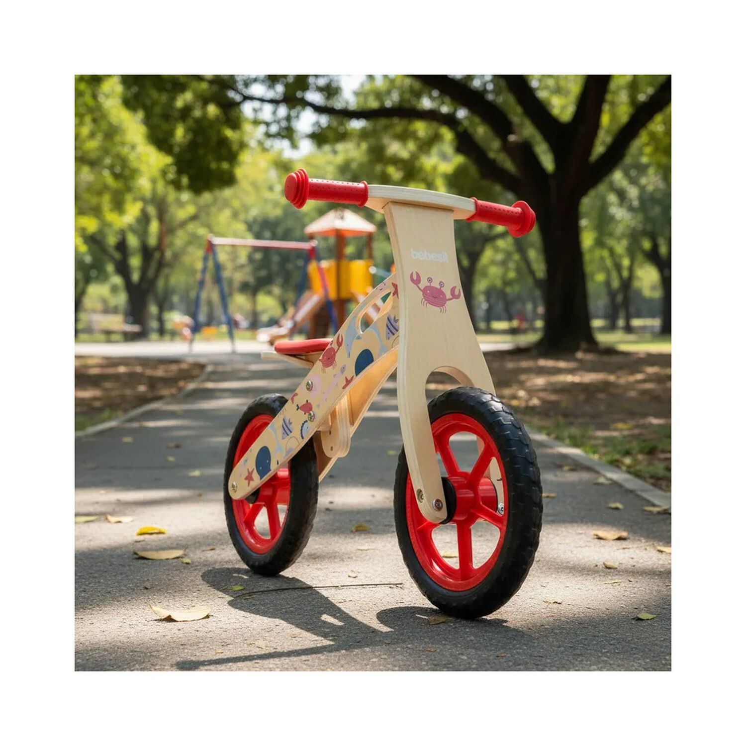 Bicicleta De Equilibrio Aprendizaje Madera Oc&eacute;ano Rojo Bebesit image number 1.0
