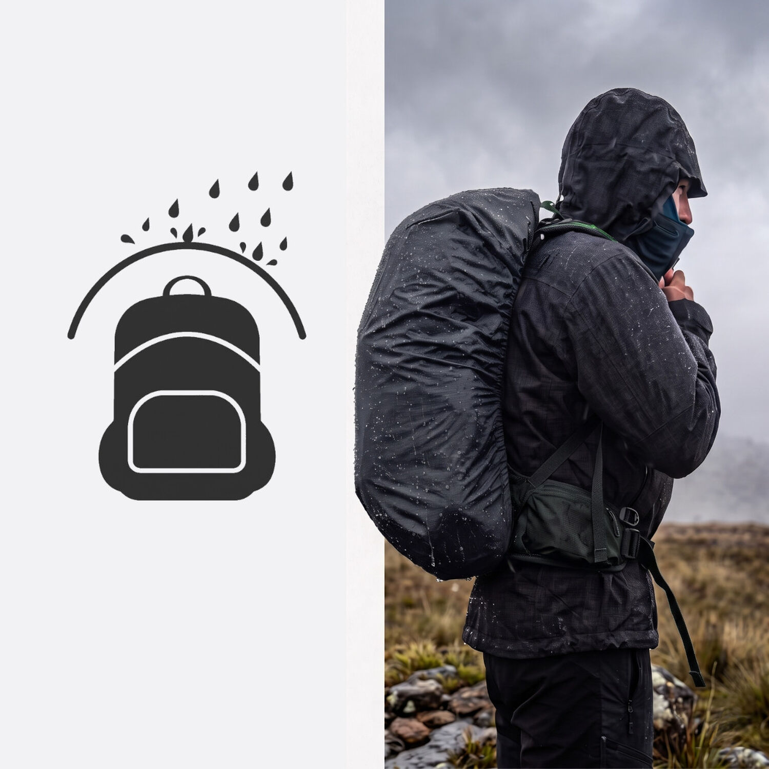 Cubre Mochila Contra Agua Impermeable Funda 45lts Negra image number 3.0