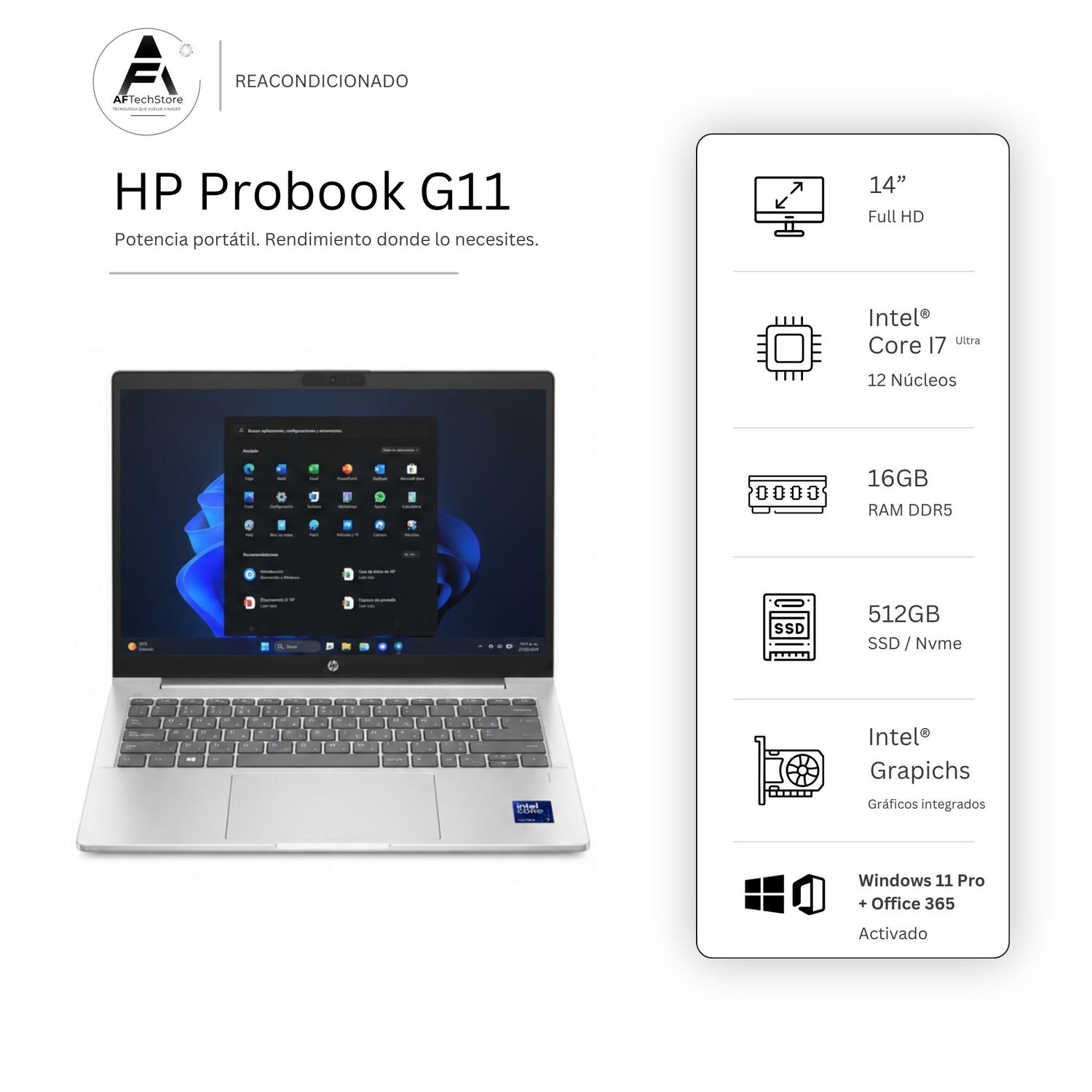 Notebook Hp 440 G11 Ultra 7 Npu/ai Boost 16gb 512gb Edición Exclusiva Win Office Reacondicionado