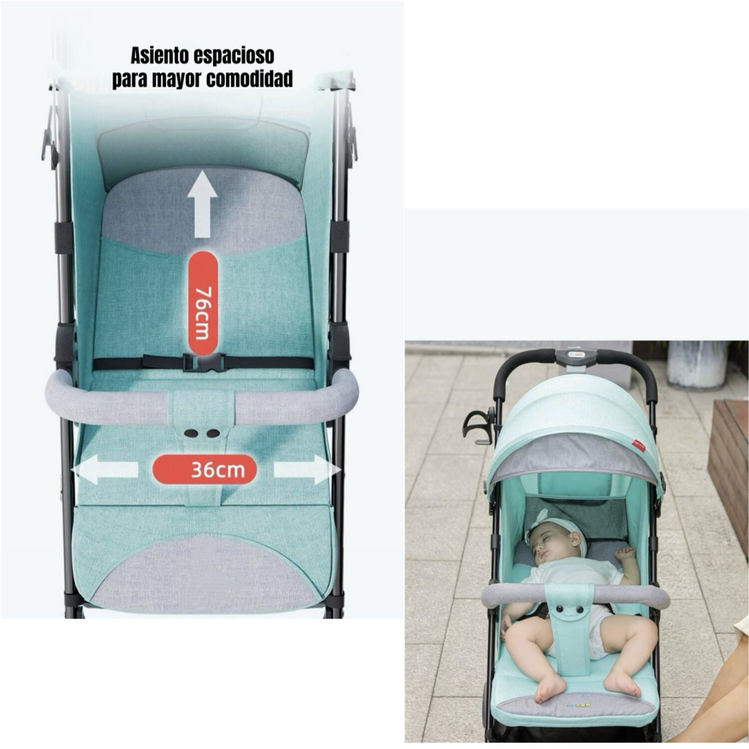 Coche De Paseo Reclinable Liviano Smart Negro Lubabycas image number 2.0