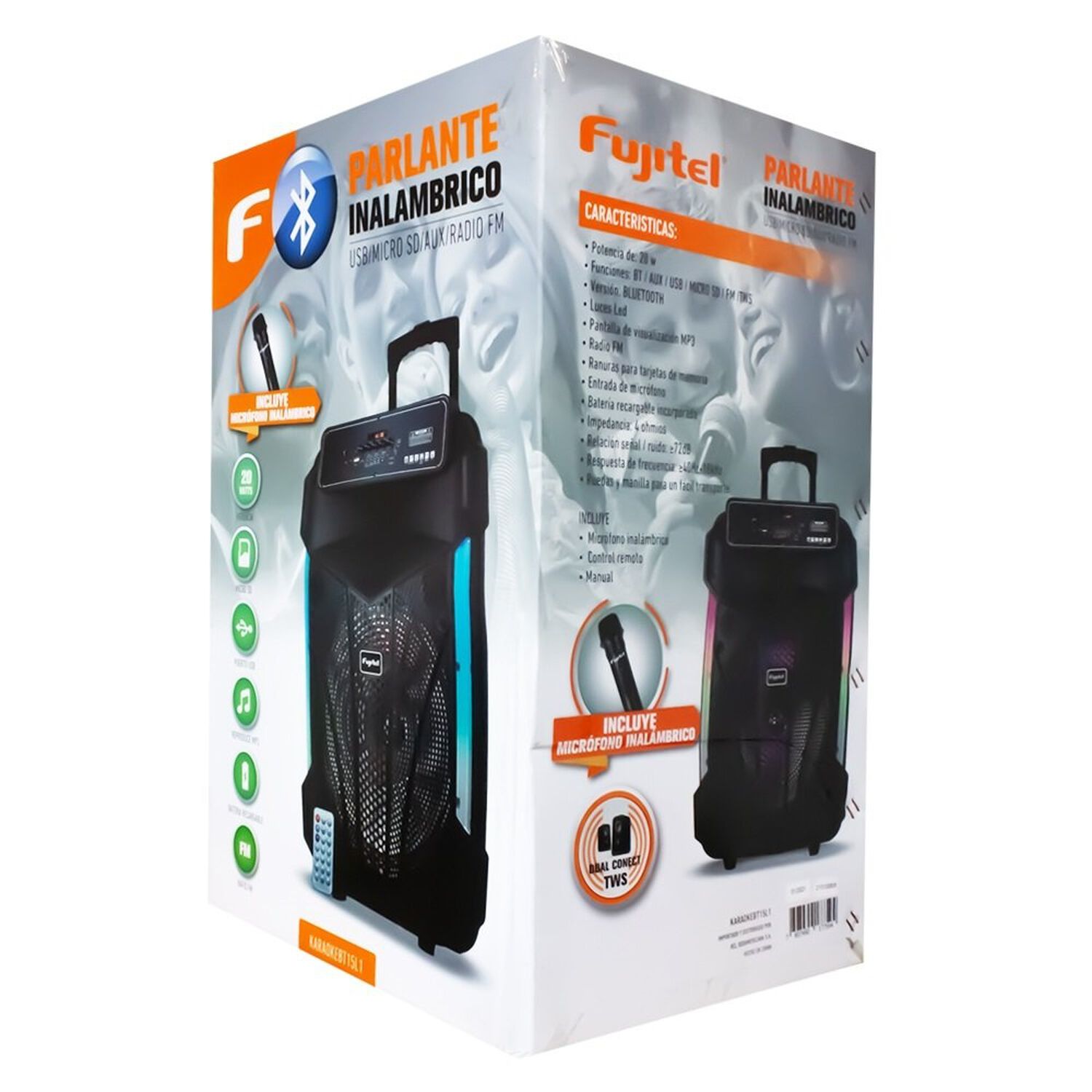 Parlante Karaoke 15 Rgb Recargable Micr&oacute;fono Bt15l Bluetooth image number 5.0