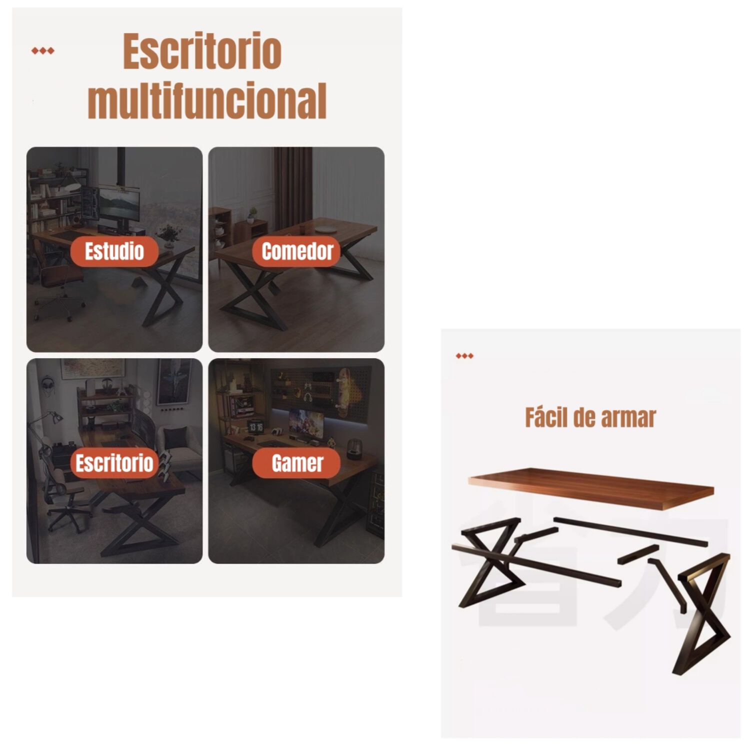 Escritorio Mesa Comedor Gamer Rain 120*60*75cm Lubabycas image number 2.0