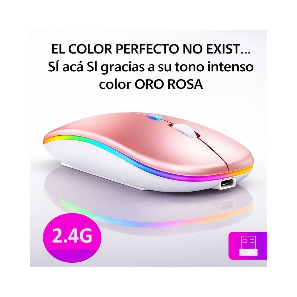 Mouse Dual Inal&aacute;mbrico Rosado Recargable Bluetooth + Usb 2g image number 5.0