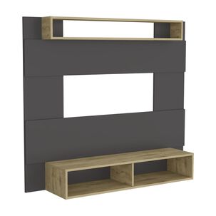 Panel Tv 65" Fm 120x140x31,5 Cm Café Claro Y Gris