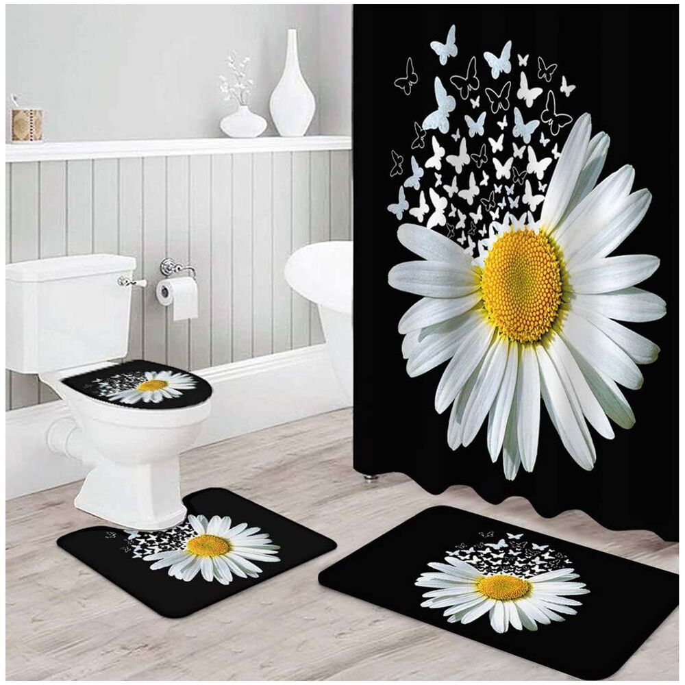 Juego De Cortina Y Alfombra Para El Ba&ntilde;o 04 Piezas Mod01 image number 0.0