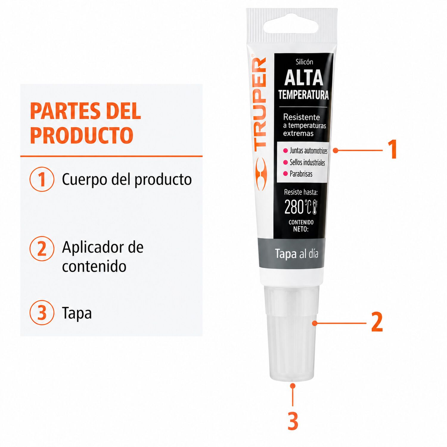 Silicona Sellador Negro Para Altas Temperaturas 85g Truper image number 2.0