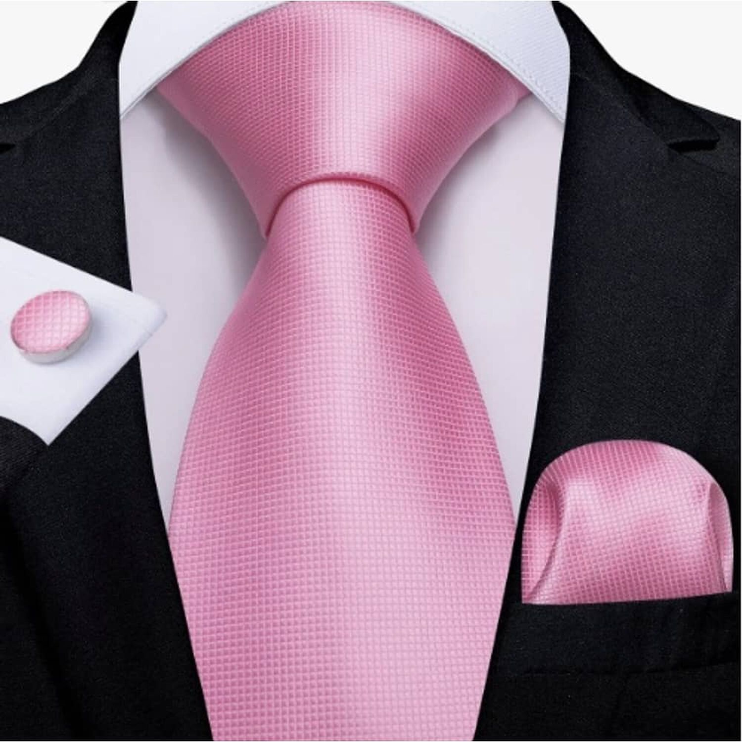 Corbatas Seda Hombres, Pa&ntilde;o Y Colleras Rosa image number 0.0