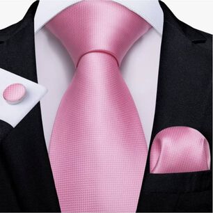 Corbatas Seda Hombres, Pa&ntilde;o Y Colleras Rosa