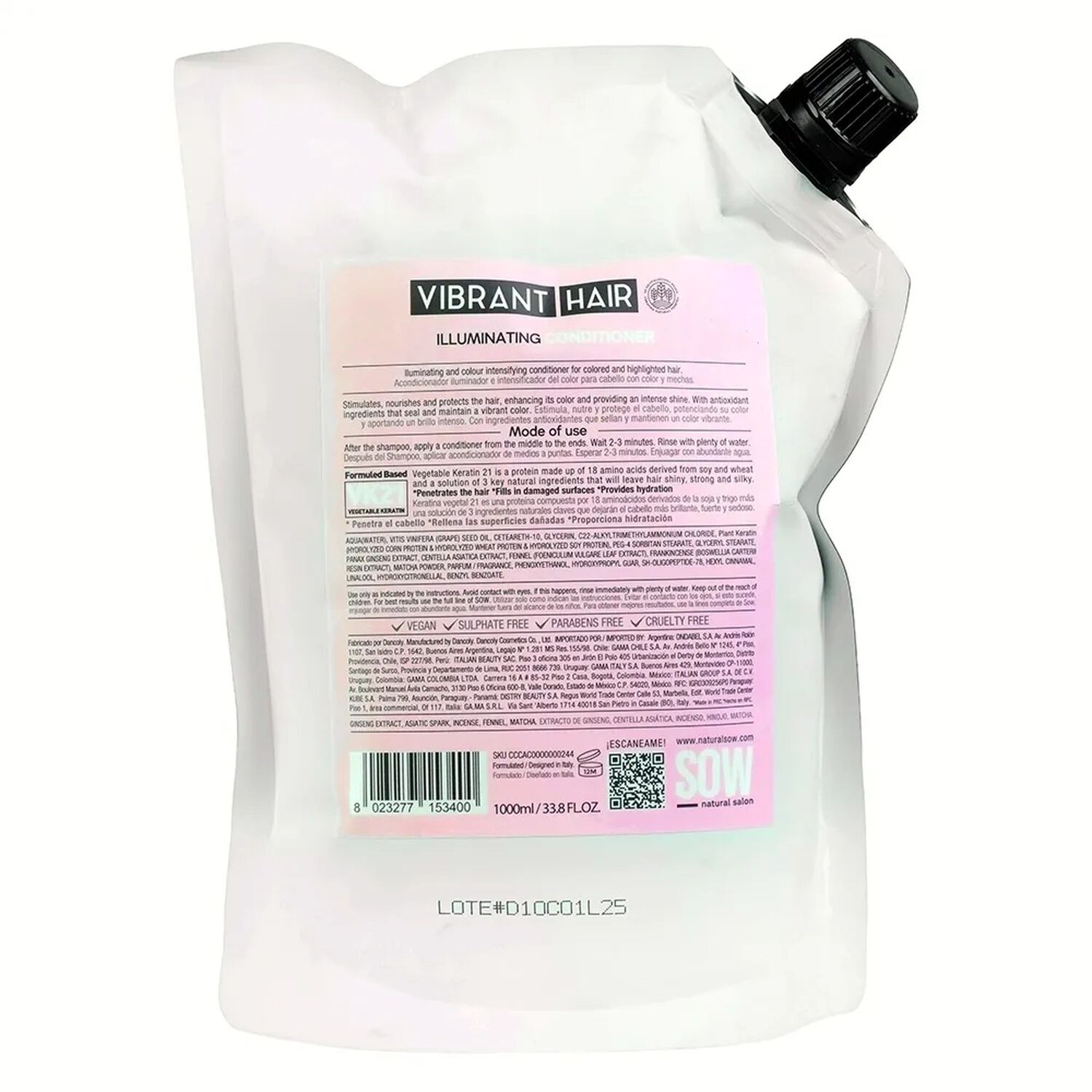 Acondicionador Sow Recargable Vibrant Hair Illuminating Vk21 1000ml image number 4.0