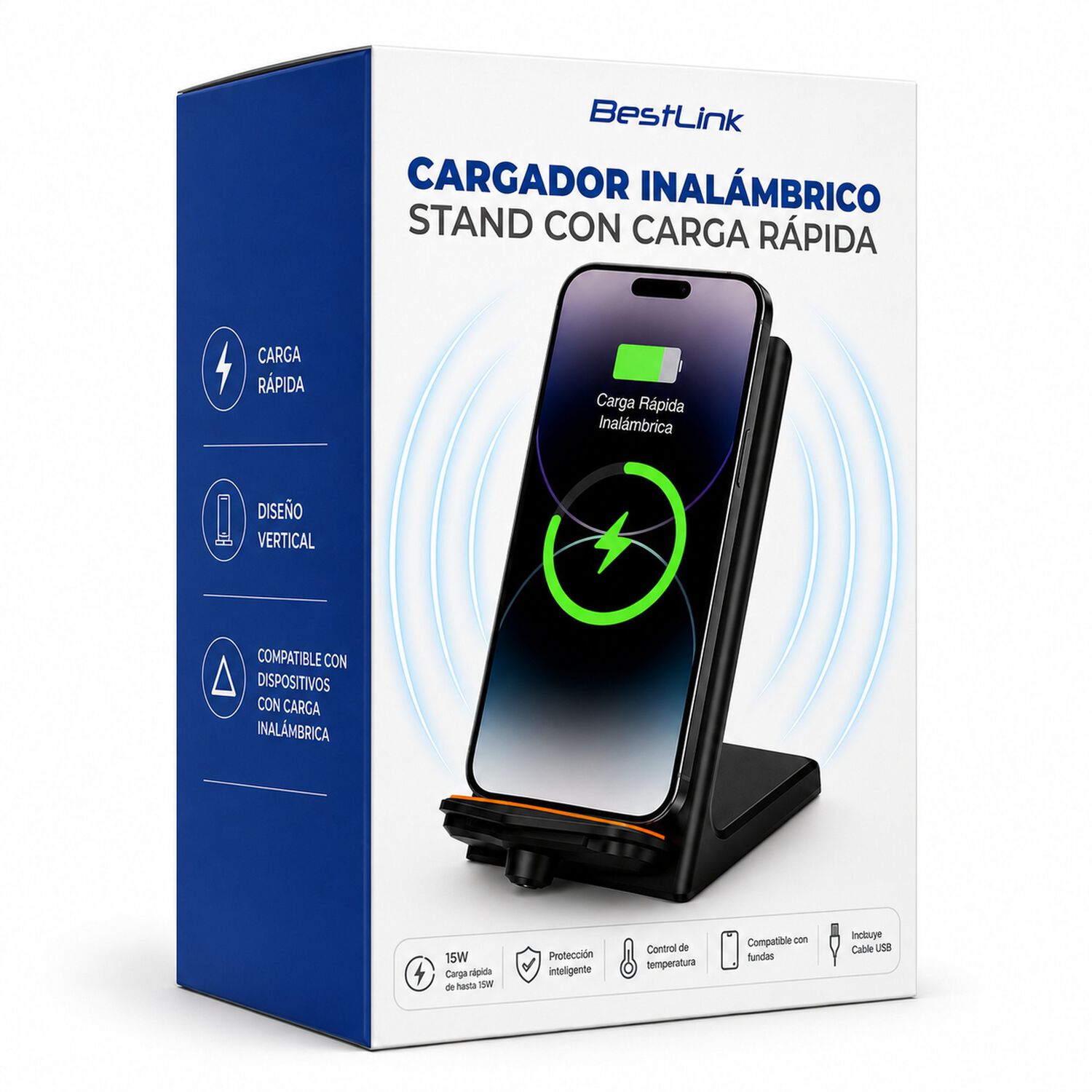 Cargador Inalambrico Qi 15w Carga Rapida Universal image number 6.0