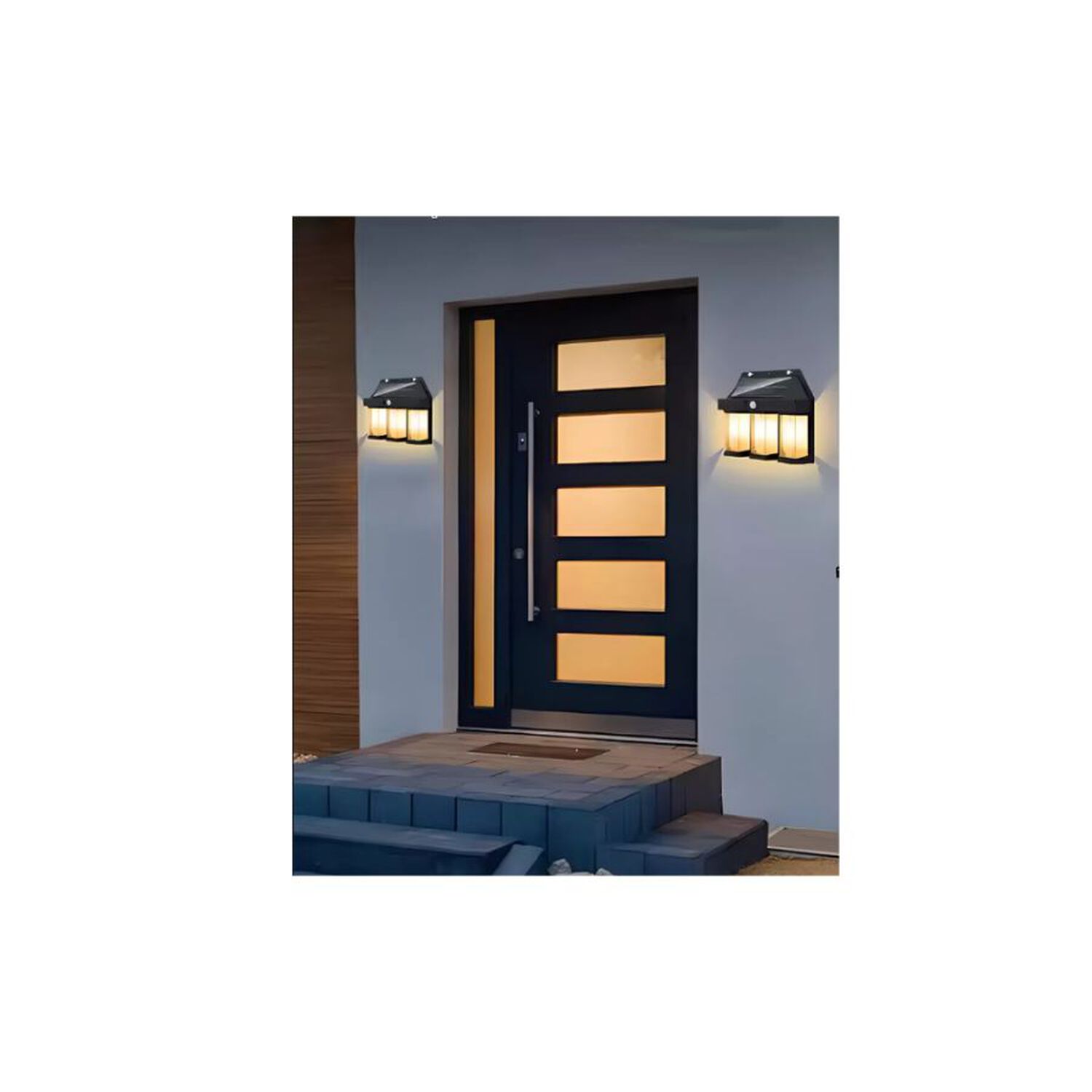 Lampara Aplique Solar Led Farol Pared Para Exterior Negro 3 Focos image number 3.0