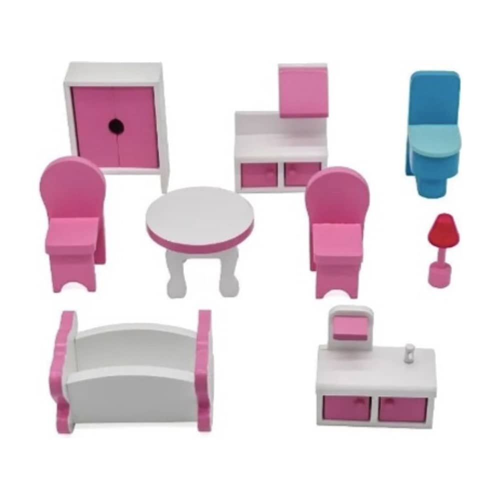 Casa De Mu&ntilde;ecas Cl&aacute;sica De Madera Rosada Con Accesorios image number 3.0