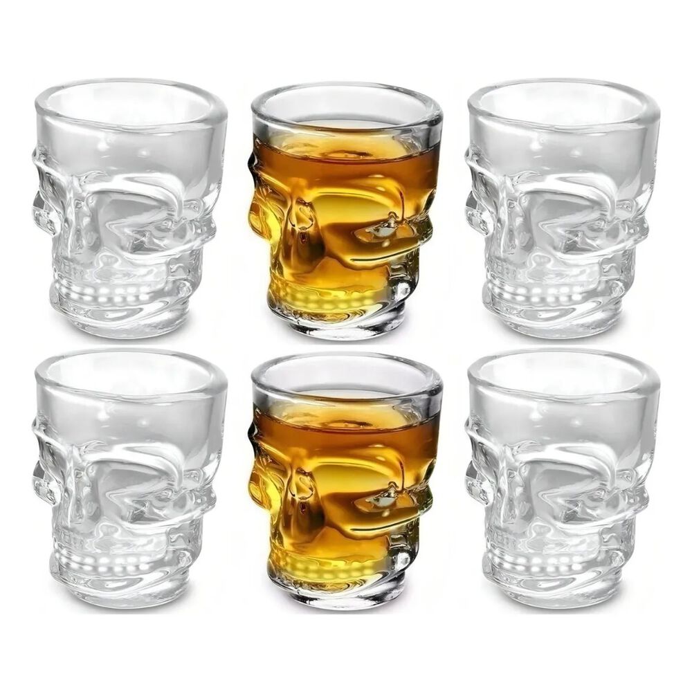Set 6 Vasos De Vidrio Shot Calavera 65ml High Quality image number 1.0
