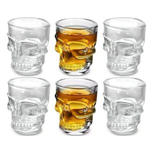 Set 6 Vasos De Vidrio Shot Calavera 65ml High Quality