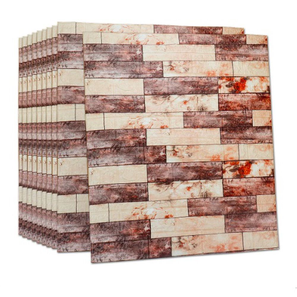 Pack 10 Lamina Papel Mural Autoadhesivo 3d Ladrillo Marmolado image number 0.0