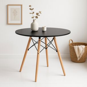 Mesa De Comedor Eames 100cm Redonda - Negra