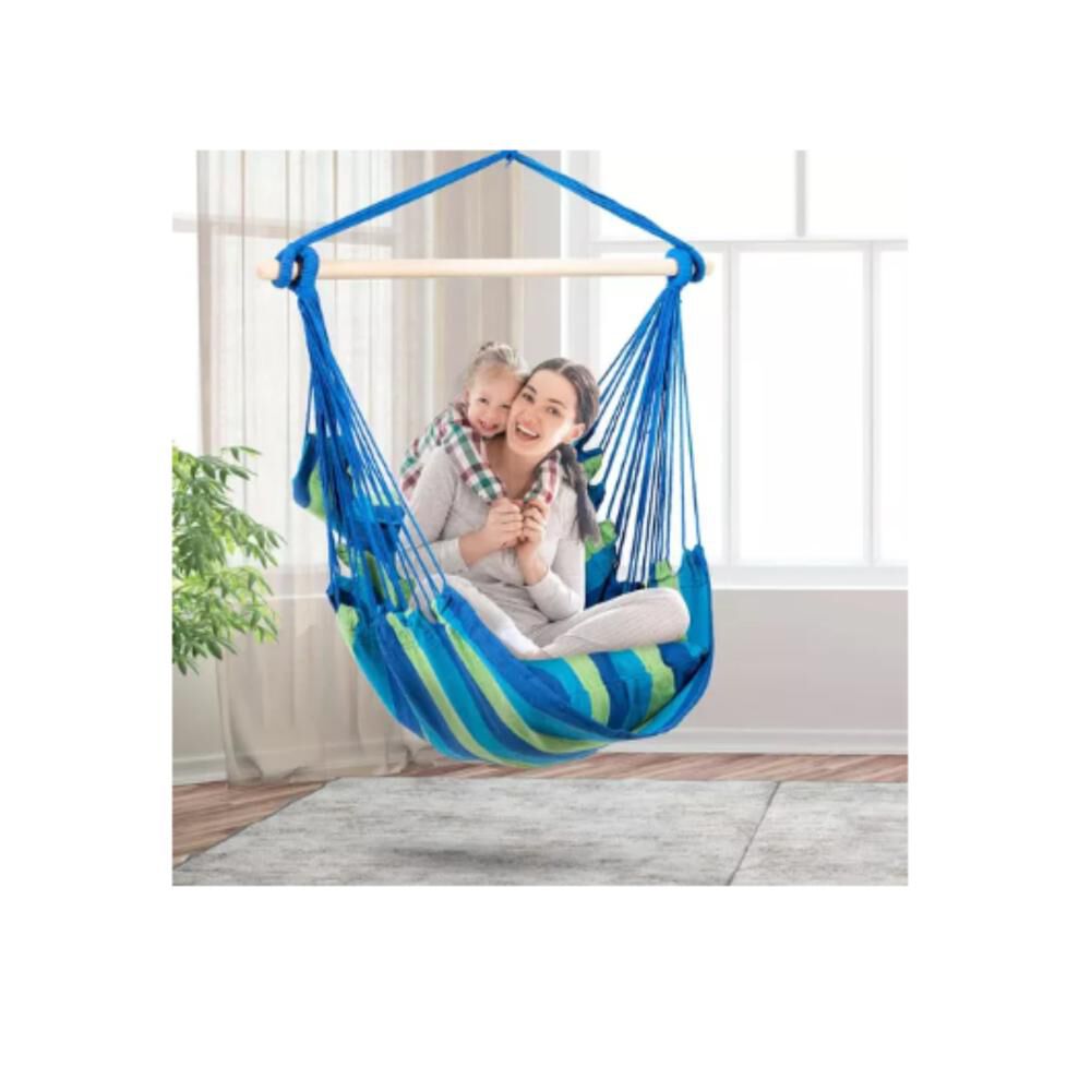 Silla Hamaca Colgante Con Cuerda + 2 Cojines Columpio Jard&iacute;n image number 5.0