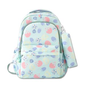 Mochila Escolar 46cm Diseño Floral Print Light Blue