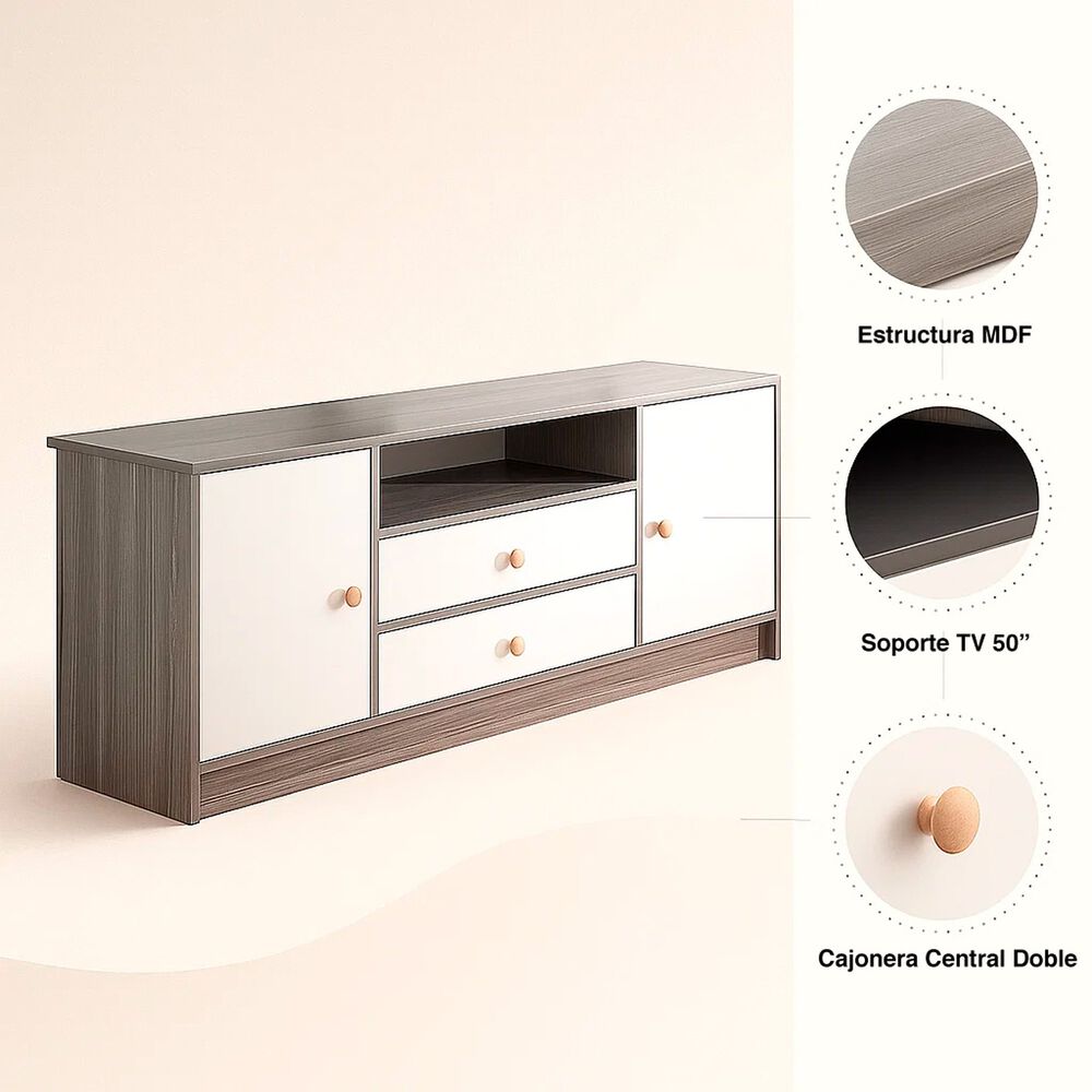 Rack De Tv O Buffet Con Cajones Nordic image number 4.0