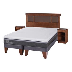 Cama Europea Cic Ortopedic / 2 Plazas / Base Dividida + Set De Maderas