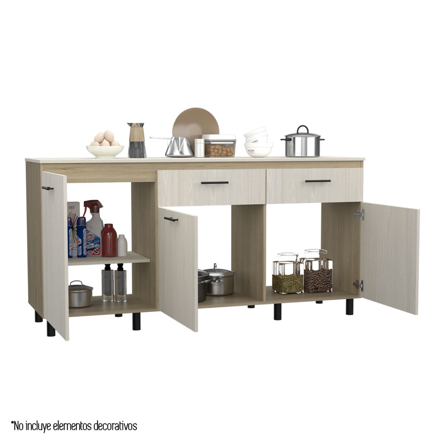 Mueble Base De Cocina 3 Puertas 2 Cajones Fm-003c Caf&eacute; Claro image number 1.0