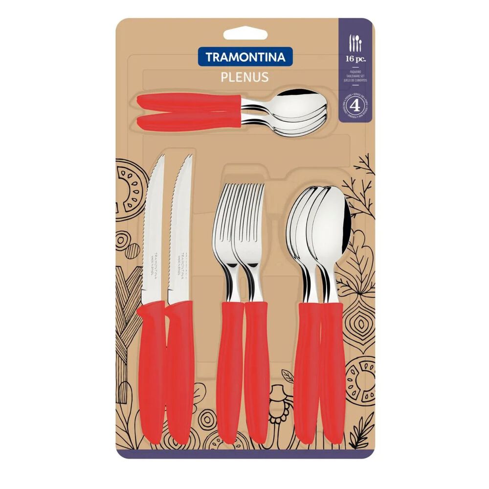 Juego De Cubiertos Tramontina Plenus Rojo 16 Piezas image number 1.0
