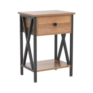 Velador Industrial Cross 1 Caj&oacute;n Y Repisa Mdf Metal 39x29x53 Cm