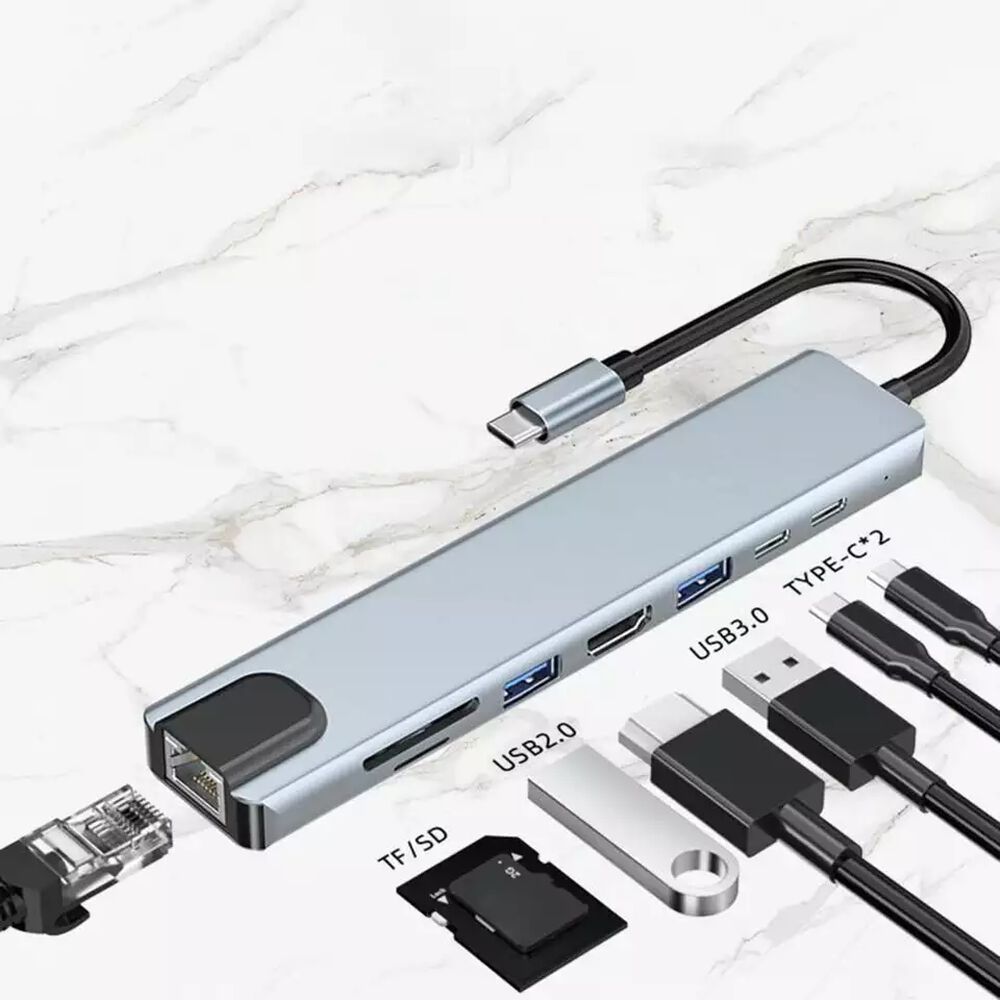 Adaptador Tipo C 8 En 1 Hub Usb 3.0 Hdmi 4k Multipuerto image number 1.0
