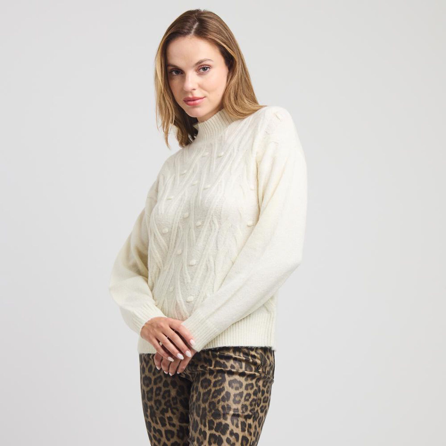 Sweater Manga Larga Cuello Alto Mujer Kimera image number 2.0