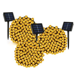 Set 3 Luces Navide&ntilde;as Solar Calidas 100 Led 10m Decoracion