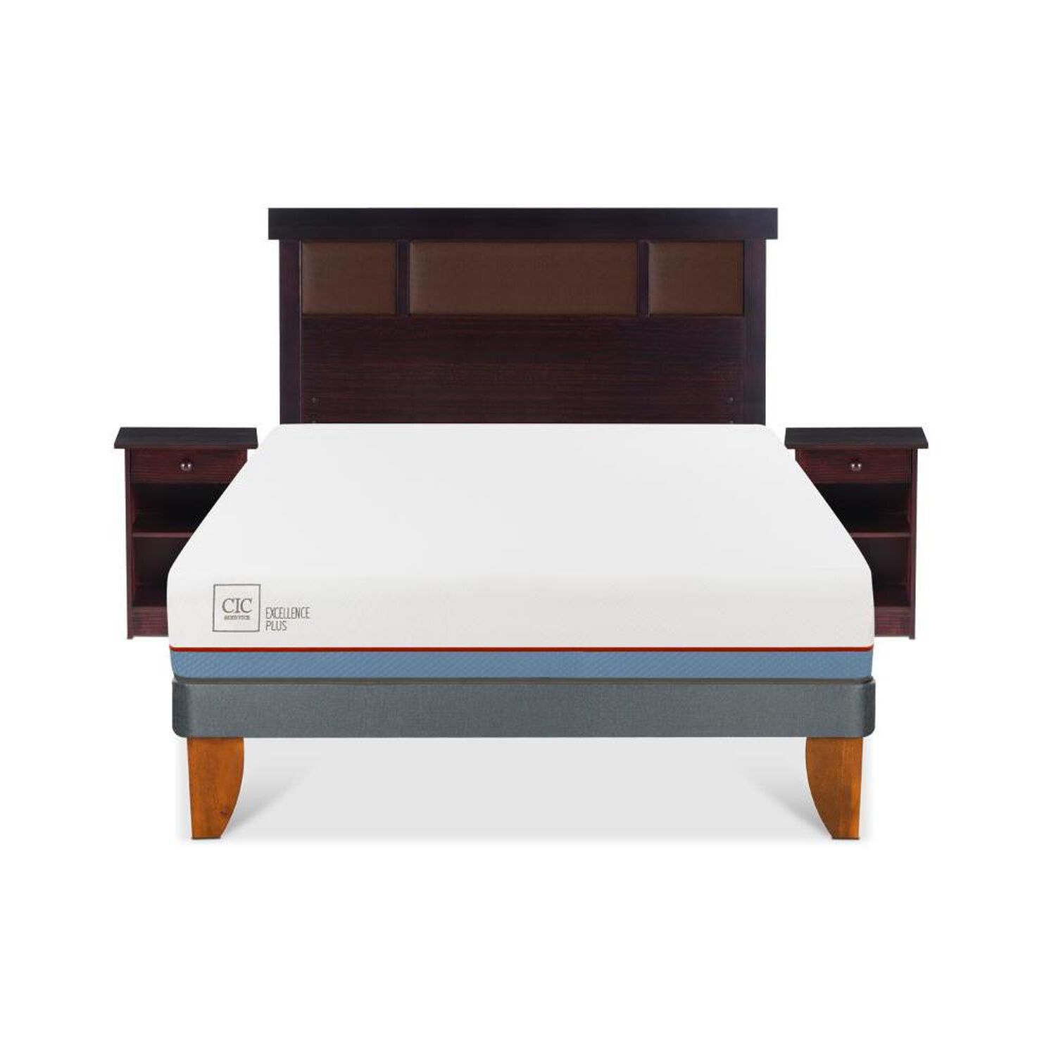 Cama Europea Cic Excellence Plus / 2 Plazas / Base Normal + Set De Maderas image number 0.0