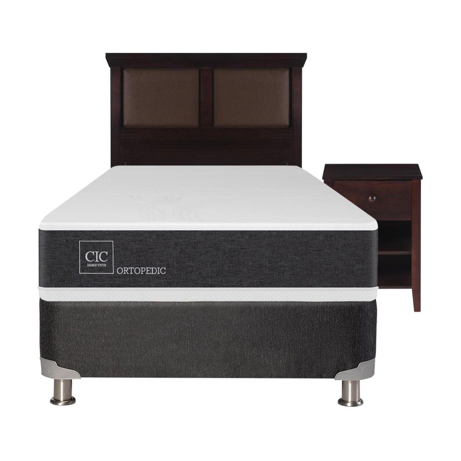 Box Spring Cic Ortopedic / 1.5 Plazas / Base Normal  + Set De Maderas image number 0.0