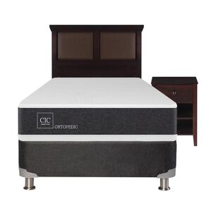 Box Spring Cic Ortopedic / 1.5 Plazas / Base Normal  + Set De Maderas