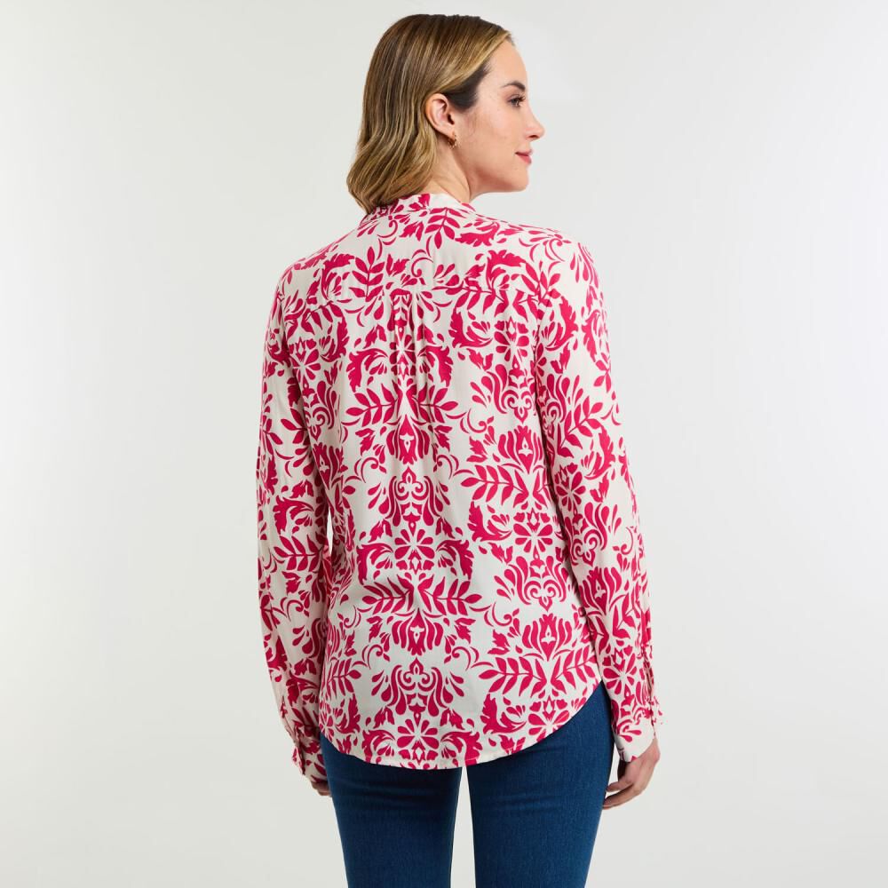 Blusa Full Print Manga Larga Roll Up Cuello V Mujer Geeps image number 3.0