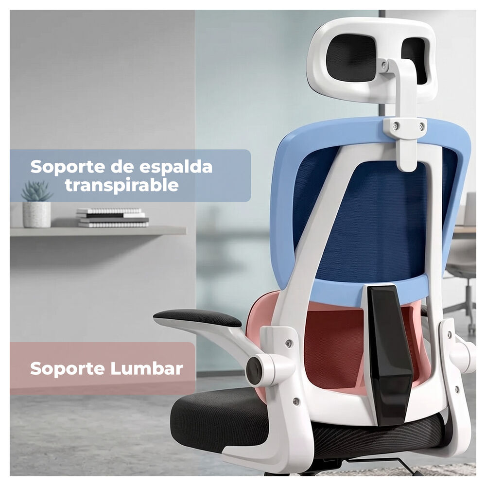 Silla Ergon&oacute;mica Oficina Reclinable Apoyacabeza image number 3.0