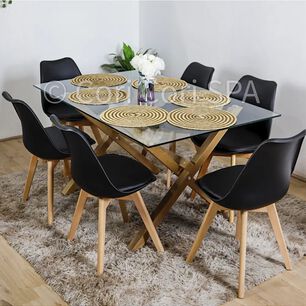Juego De Comedor Medlock (140 X 90cm) + 6 Sillas Tulip