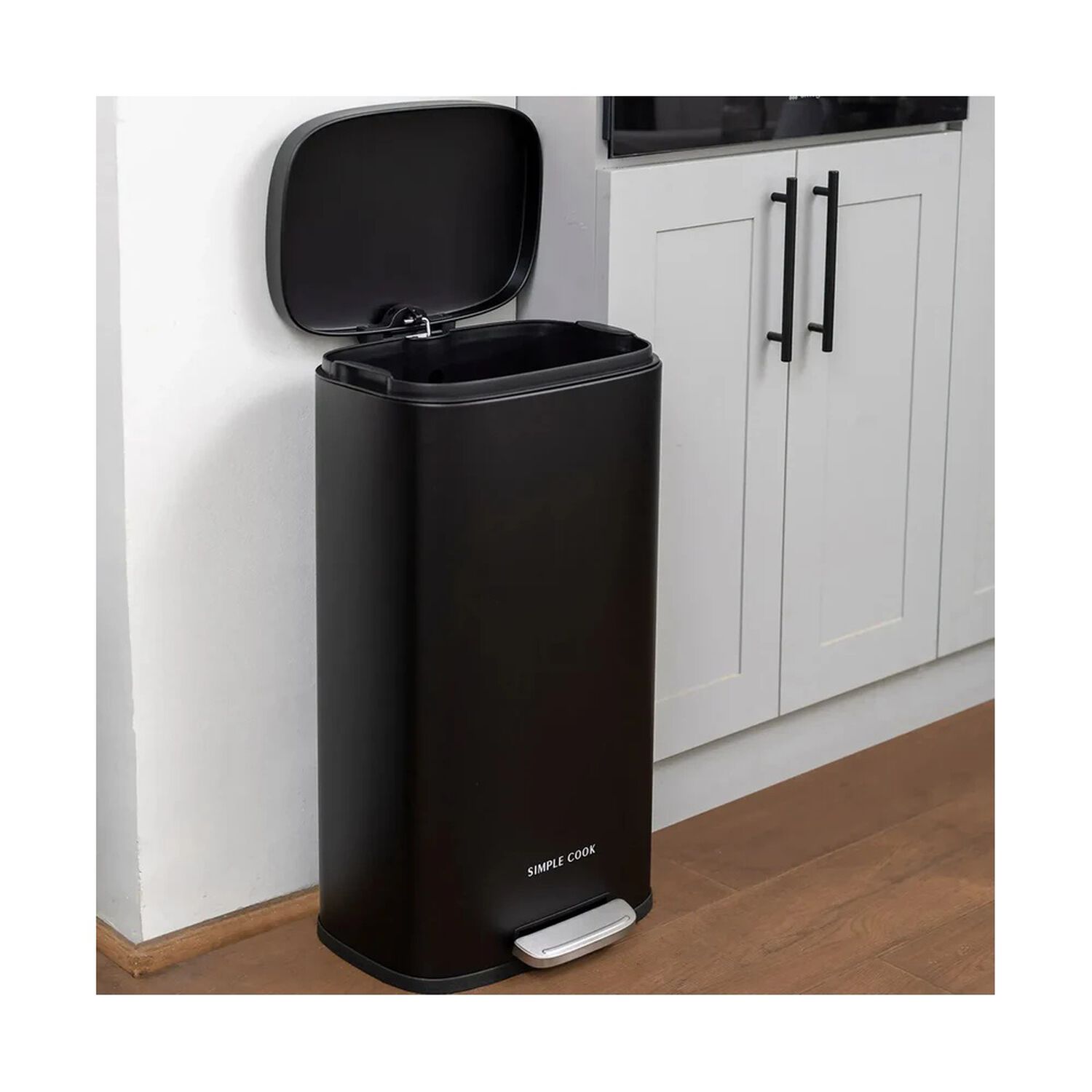 Basurero 30l Con Pedal Negro Mate Simple Cook image number 2.0