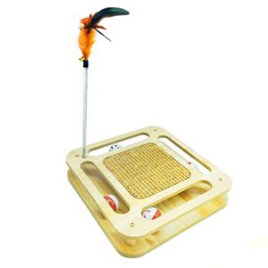 Centro De Juegos Interactivos De Gatos Con Plumas Y Rascador