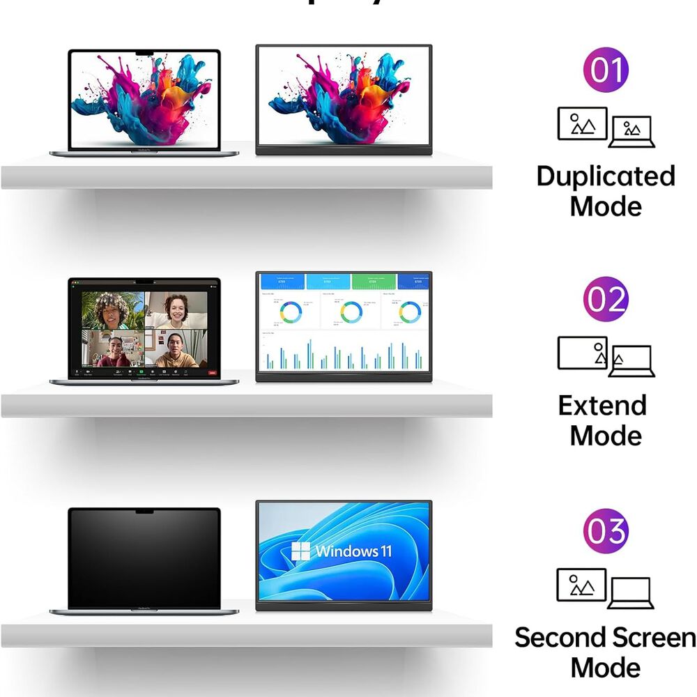 Monitor Portátil Yxk 15,6'' Full Hd 1080p Usb-c Hdmi image number 4.0