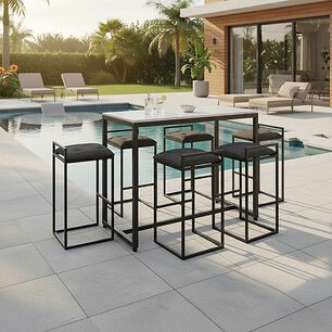 Juego Comedor Terraza Mons Barcelona Cuarzo + 6 Sillas Gris