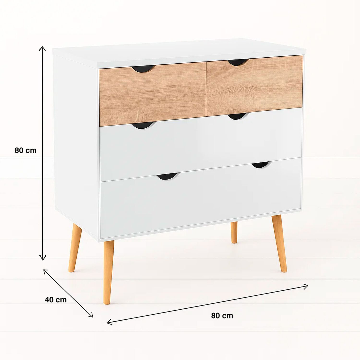 C&oacute;moda 4 Cajones Blanca Madera Mdf image number 7.0