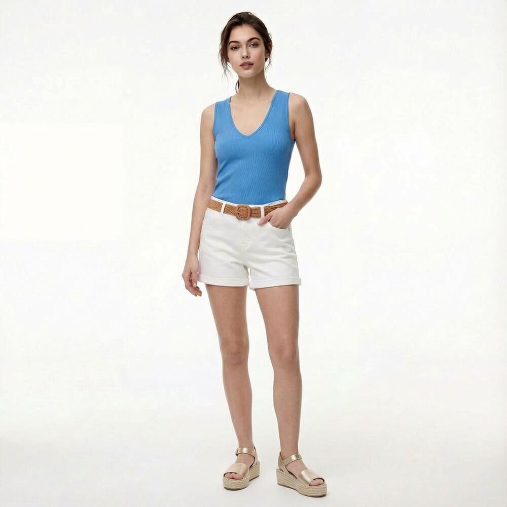 Polera Crop Sin Mangas Cuello V Mujer Kimera image number 0.0