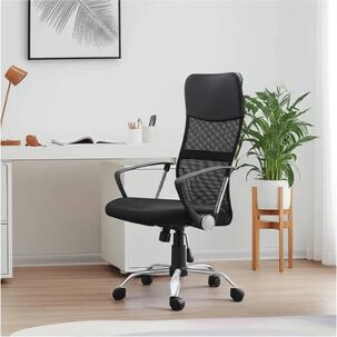 Vidita Silla De Oficina Ergon&oacute;mico Emilio Cuero Con Malla Color Negro