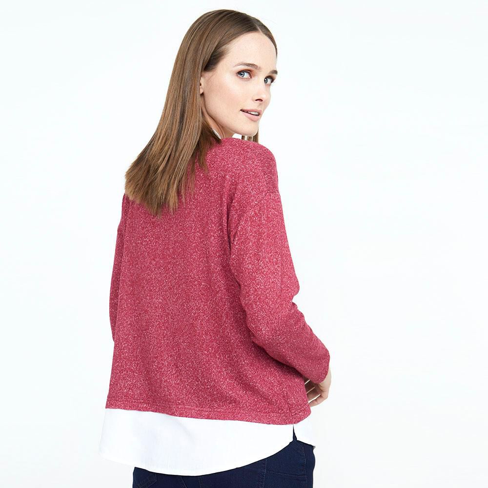 Sweater Jaspeado Con Blusa Falsa Cuello V Mujer Geeps image number 2.0