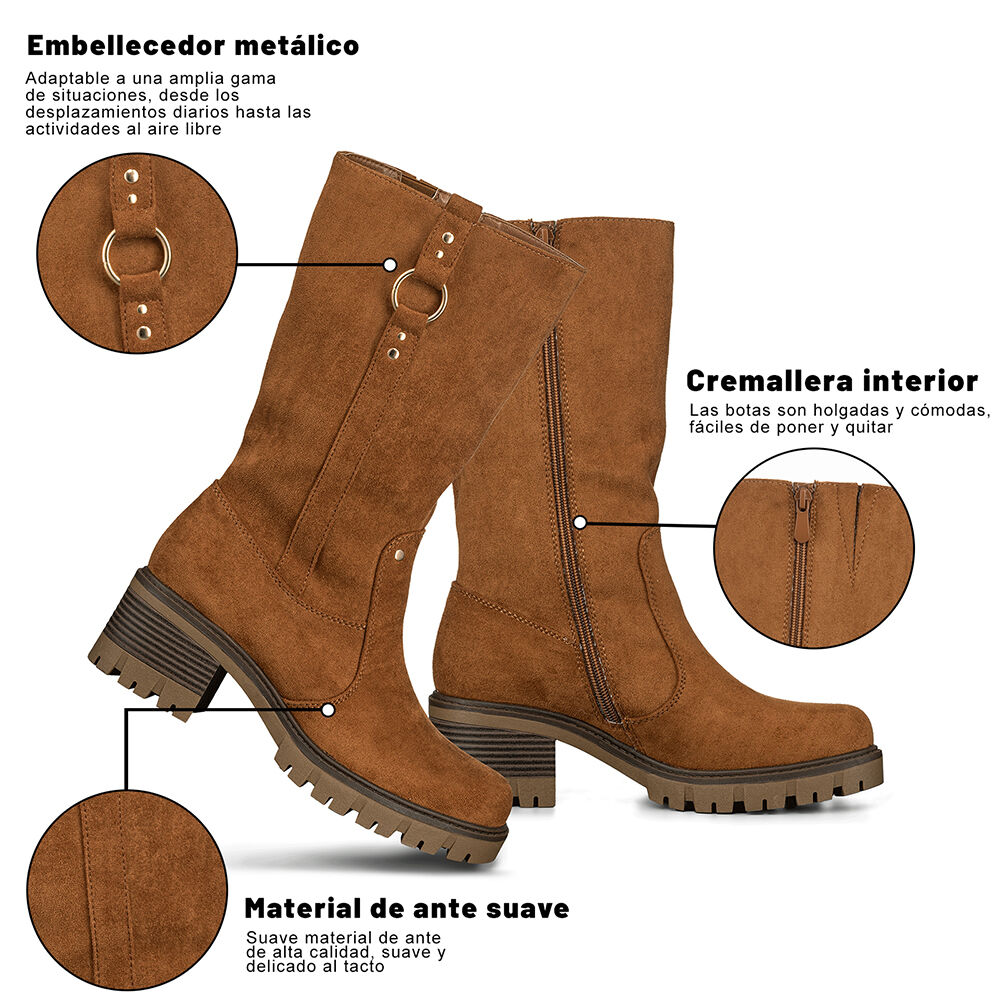 Botas Largas Casual De Gamuza Vintage Mujer Weide Hx513 image number 7.0