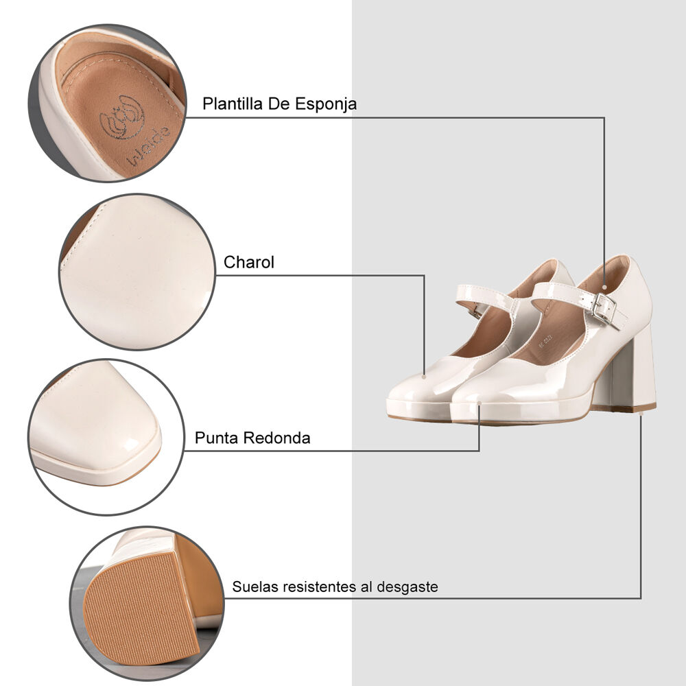 Zapato Mary Jane Tacones Elegante Charol Mujer Weide Yl83 image number 5.0