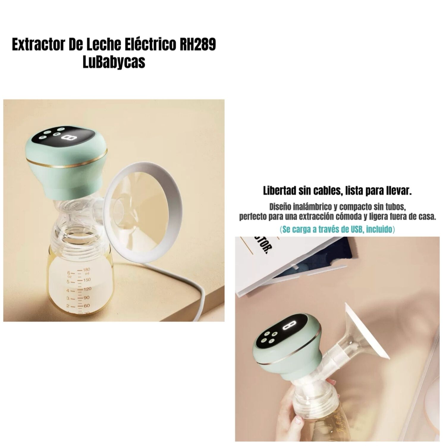 Extractor De Leche El&eacute;ctrico 10 Bolsas Rh289 Verde Lubabycas image number 4.0