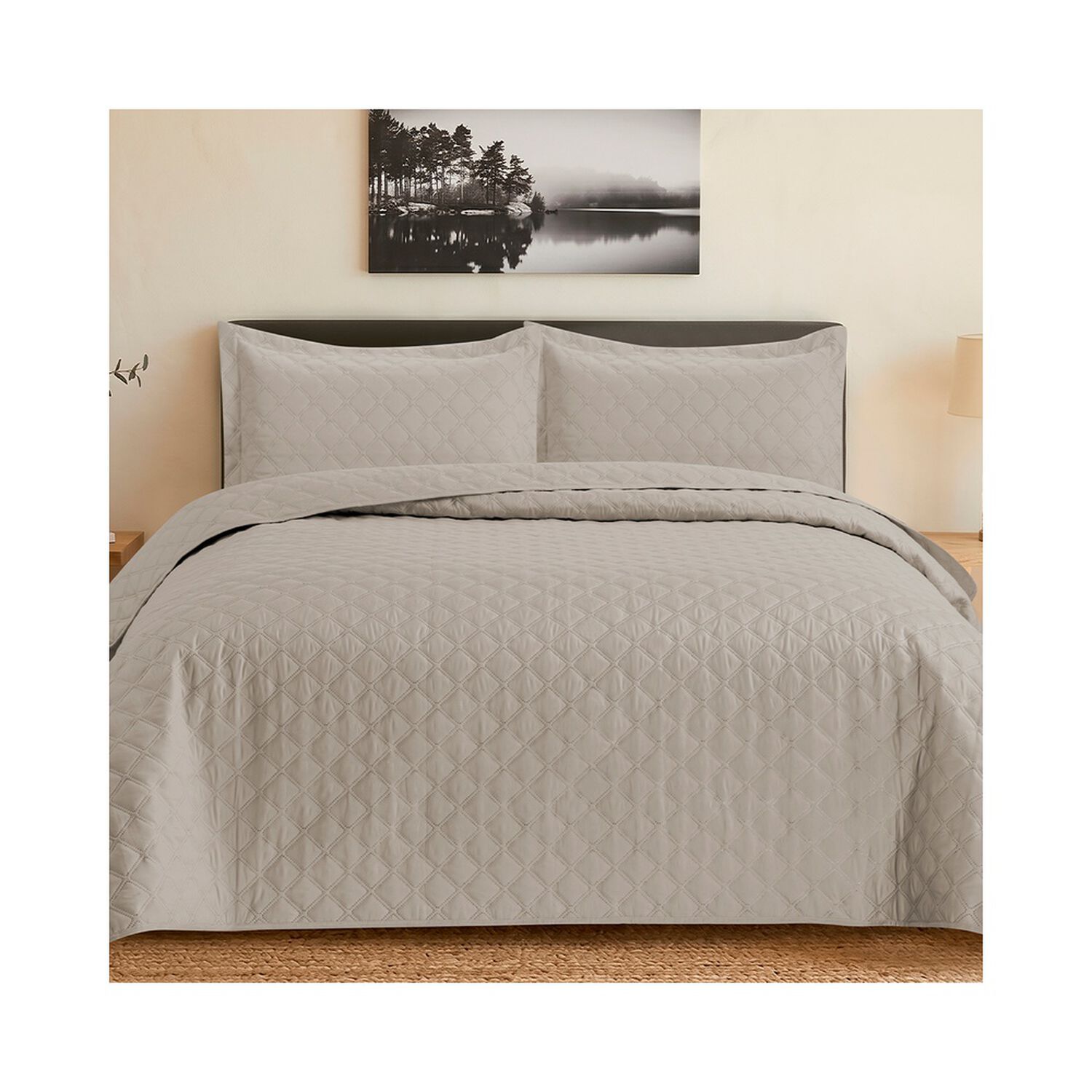Quilt Andes Liso Beige King image number 0.0