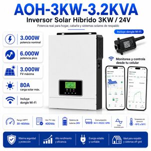 Inversor Solar Con Wifi H&iacute;brido 3000w Potencia M&aacute;xima 6000w